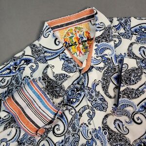 Robert Graham Paisley Shirt Mens Xl Blue White Long Sleeve Button Down AOP